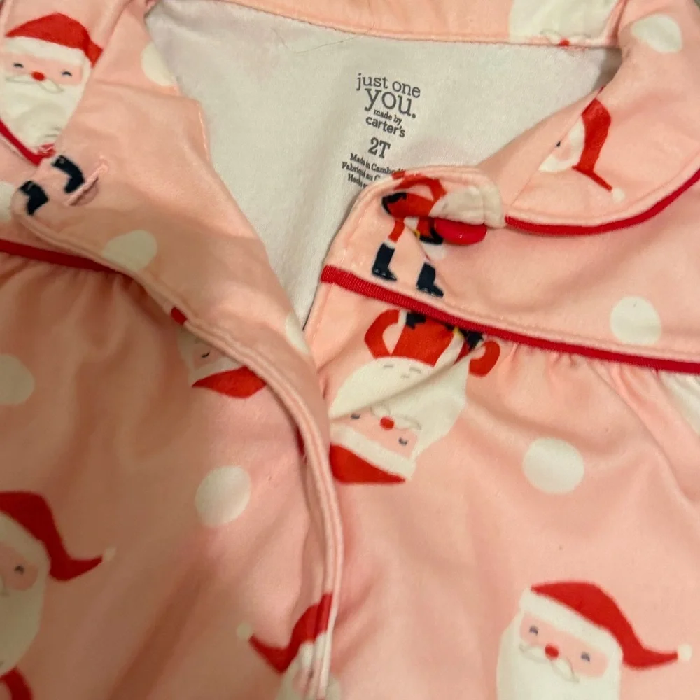 Carter’s Pink Santa Flannel Pajamas 2T